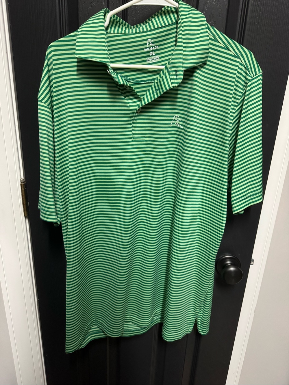 Rhoback Collection Striped Green Performance Polo